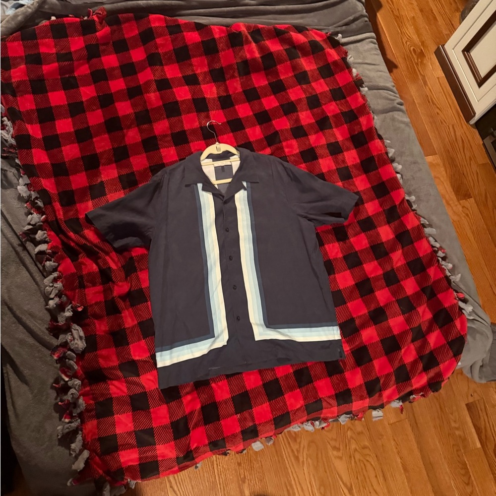 Kith Navy and Light Blue Button-Up Shirt